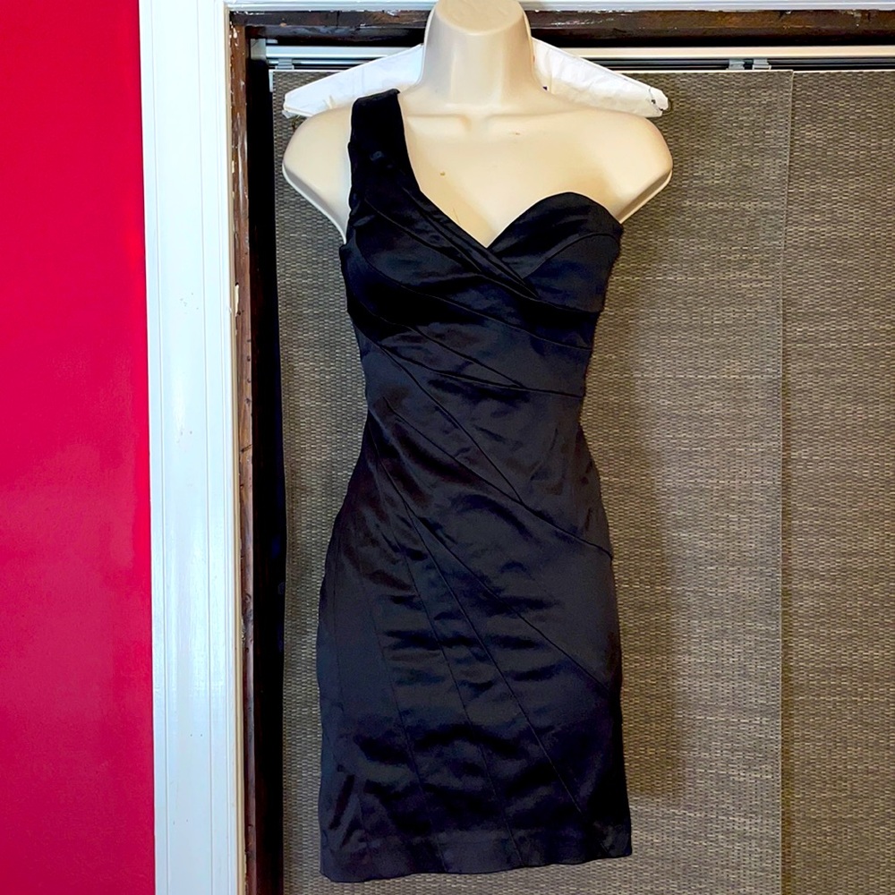 bebe Black One Shoulder Dress